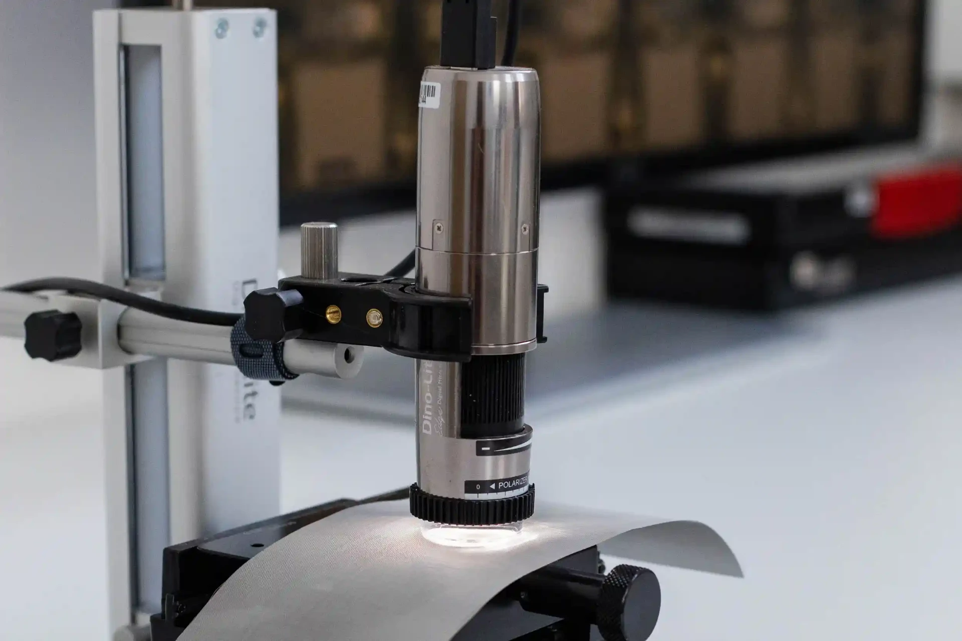 Digital microscope inspecting stainless steel filter mesh